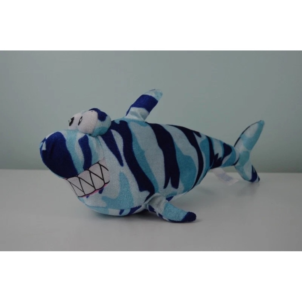 BJ Toy Co Shark Plush Stuffed Animal Blue Camo Print Ocean Sea Life 15"
